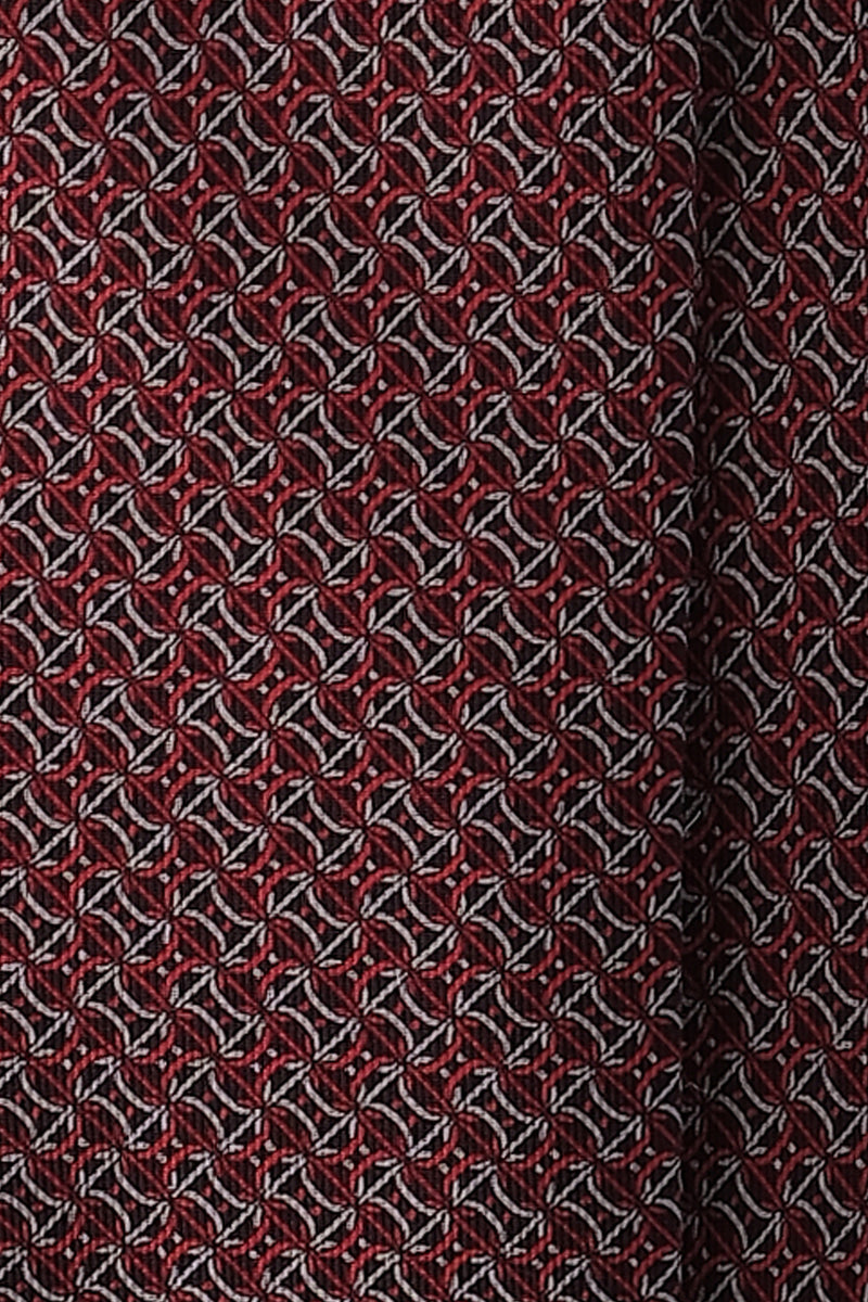 3-Fold Interlocking Chains Printed Silk Tie - Black/Red/Silver - Brunati Como
