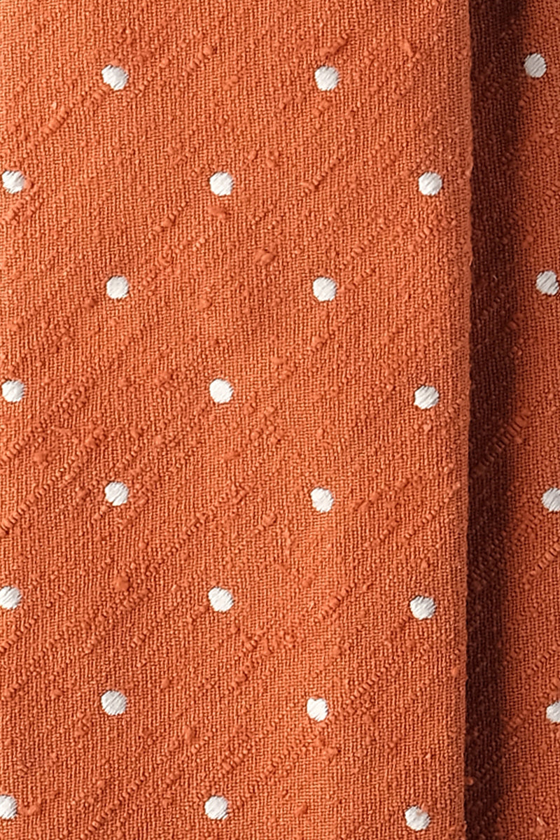 Silk Shantung Polka Dots / Ochre Orange - Brunati Como