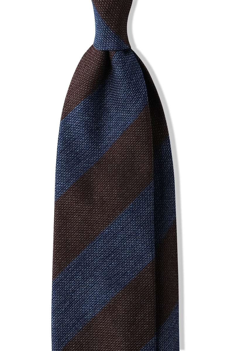 Royal Blue & Gold Striped Necktie – Classic Polyester Microfiber Tie For Work Or Events