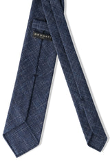 Handrolled Linen Cashmere Wool Tie - Navy Melange - Brunati Como