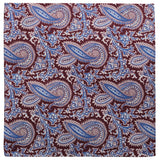 Paisley Handrolled Silk Pocket Square - Burgundy / Light Blue - Brunati Como