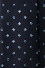 3-Fold Floral Printed Silk Tie - Navy/Light Blue/White - Brunati Como