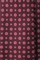 3-Fold Floral Printed Silk Tie - Burgundy/Pink/Rose - Brunati Como