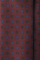 3-Fold Floral Ancient Madder Silk Tie - Burgundy - Brunati Como