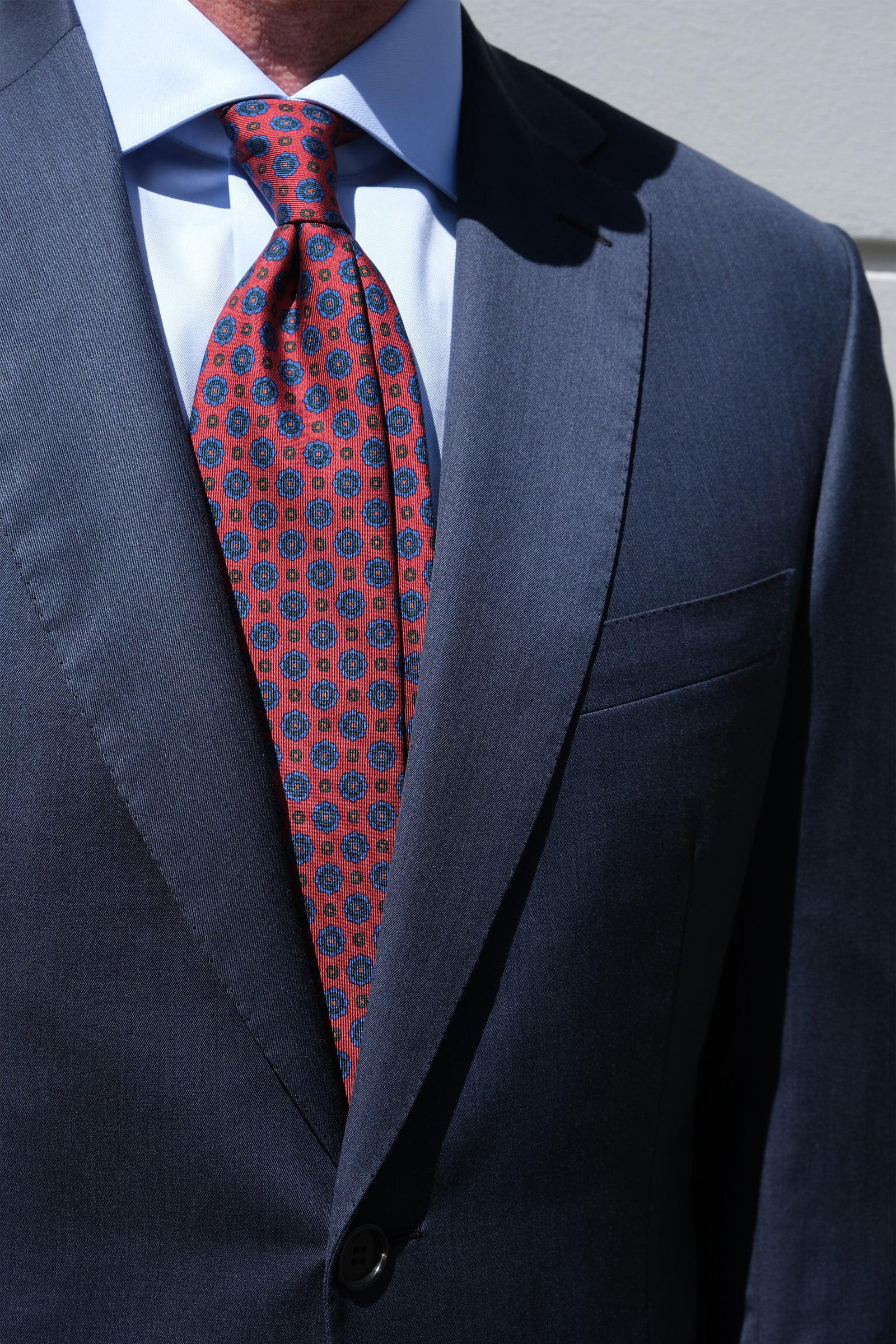 【RRL】sfoderato silk necktie イタリア製 Floral Ancient Madder Silk Tie - Red– Brunati Como