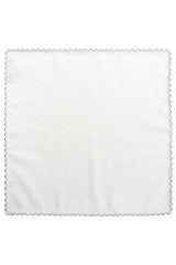 Plain Hand Stitched Cashmere Pocket Square - Creme/Navy - Brunati Como