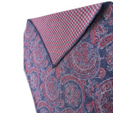 Doubleface Handrolled Silk Pocket Square - Navy/Red/Grey - Brunati Como