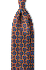 3-Fold Floral Ancient Madder Silk Tie - Orange - Brunati Como