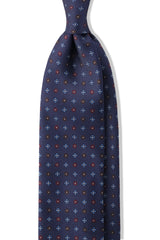 3- Fold Untipped Floral Silk Tie - Navy - Brunati Como