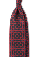 3-Fold Floral Ancient Madder Silk Tie - Red/Forest - Brunati Como