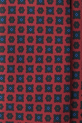 3-Fold Floral Ancient Madder Silk Tie - Red/Forest - Brunati Como