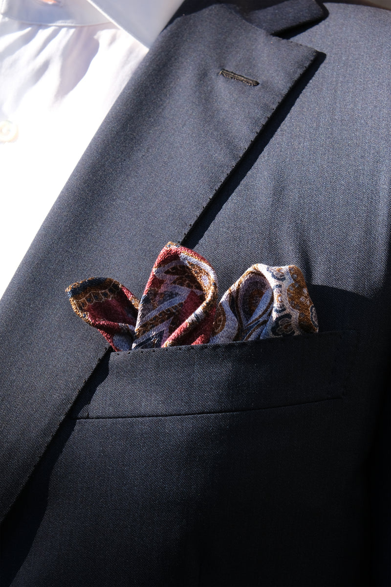 Doubleface Handrolled Silk Pocket Square - Burgundy - Brunati Como