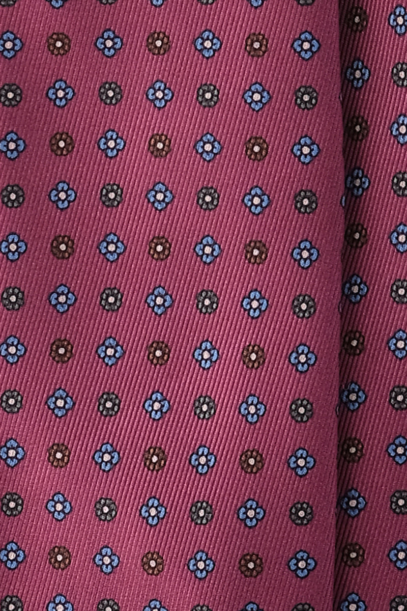 3- Fold Untipped Floral Silk Tie - Soft Pink - Brunati Como