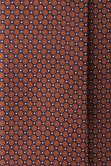 3- Fold Floral Silk Jacquard Tie -Orange / Navy / Silver - Brunati Como