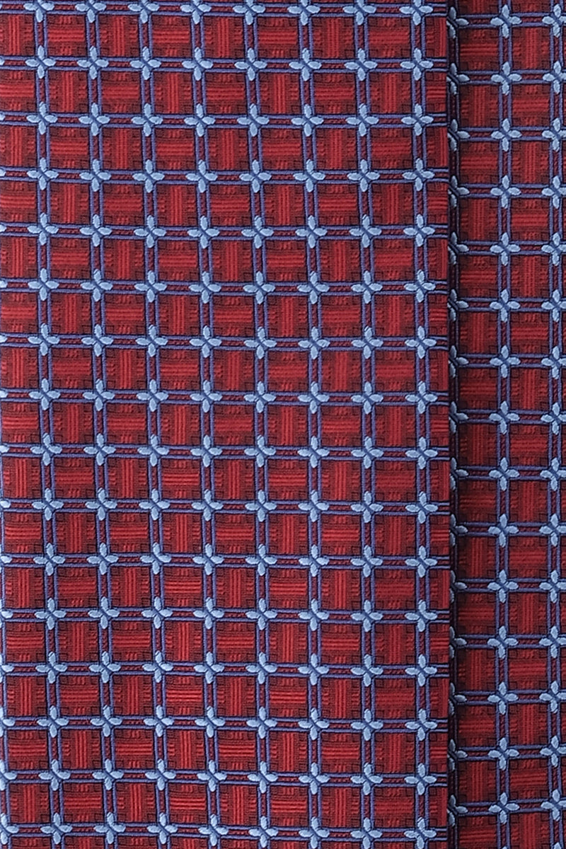 3- Fold Floral Silk Jacquard Tie - Red / Purple / Light Blue - Brunati Como