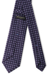 3- Fold Floral Silk Jacquard Tie - Navy / Purple / Light Blue - Brunati Como