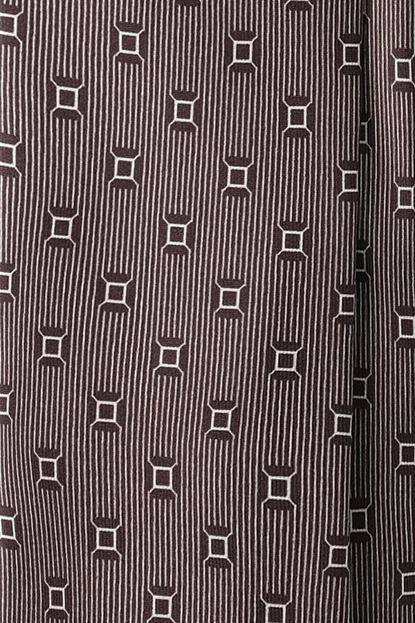 3-Fold Signature Cube Patterned Printed Silk Tie - Grey-Navy - Brunati Como