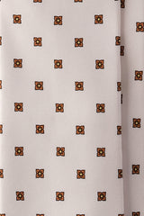 3-Fold Floral Patterned Printed Silk Tie - Off-White/Black/Orange/Yellow - Brunati Como