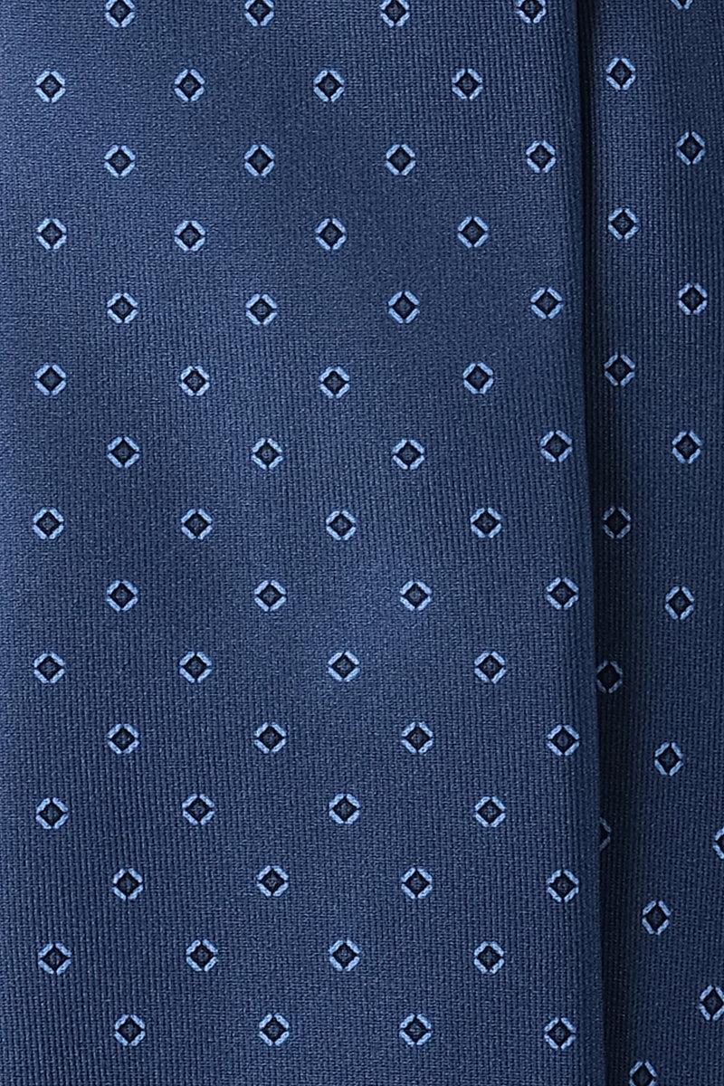 3-Fold Cube Patterned Printed Silk Tie - Blue/Light Blue - Brunati Como