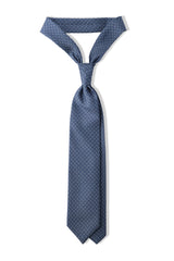 3-Fold Horsebit Printed Silk Tie - Blue/Light Blue/White - Brunati Como