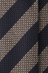 3-Fold Striped Silk Grenadine Garza Grossa - Navy/Beige - Brunati Como