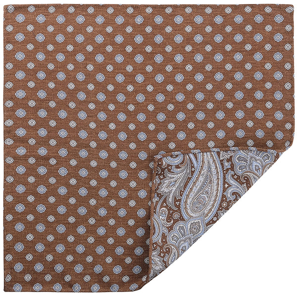 Doubleface Handrolled Silk Pocket Square - Brown - Brunati Como