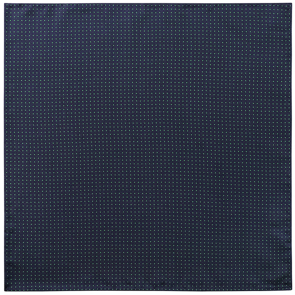 Handrolled Pindot Pocket Square - Navy/Green - Brunati Como