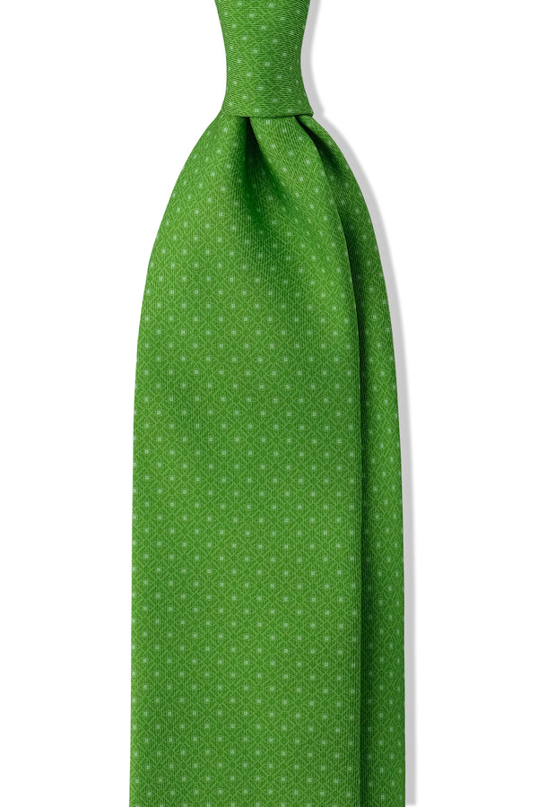 3-Fold Rosetta Pattern Printed Silk Tie - Emerald Green - Brunati Como