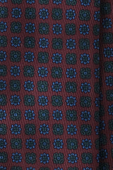 3-Fold Floral Ancient Madder Silk Tie - Burgundy/Forest/Light Blue - Brunati Como