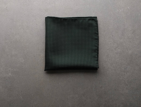 Handrolled Pindot Pocket Square - Forest/White - Brunati Como