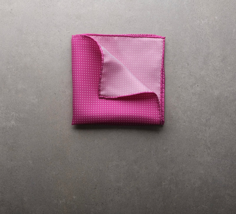 Handrolled Pindot Pocket Square - Pink/White - Brunati Como