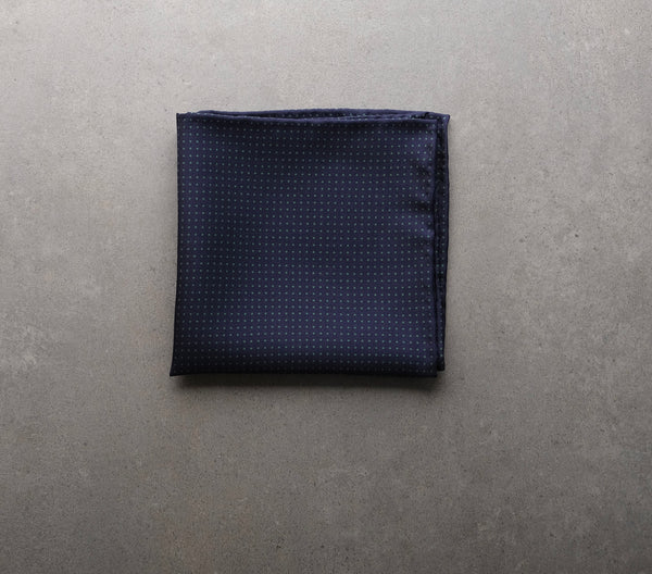 Handrolled Pindot Pocket Square - Navy/Green - Brunati Como