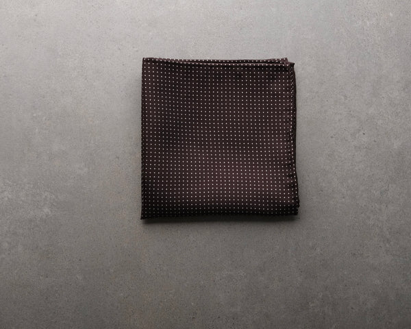 Handrolled Pindot Pocket Square - Brown/White - Brunati Como