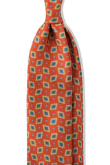 3-Fold Patterned Silk Tie - Orange / Beige - Brunati Como