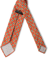 3-Fold Patterned Silk Tie - Orange / Beige - Brunati Como