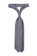 3-Fold Paisley Silk Tie - Grey / Light Blue - Brunati Como