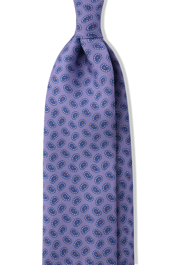 3-Fold Paisley Silk Tie - Lilac / Blue - Brunati Como