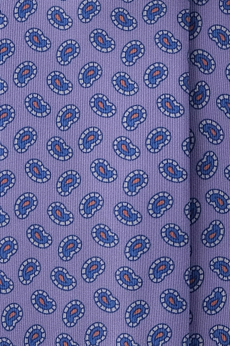 3-Fold Paisley Silk Tie - Lilac / Blue - Brunati Como