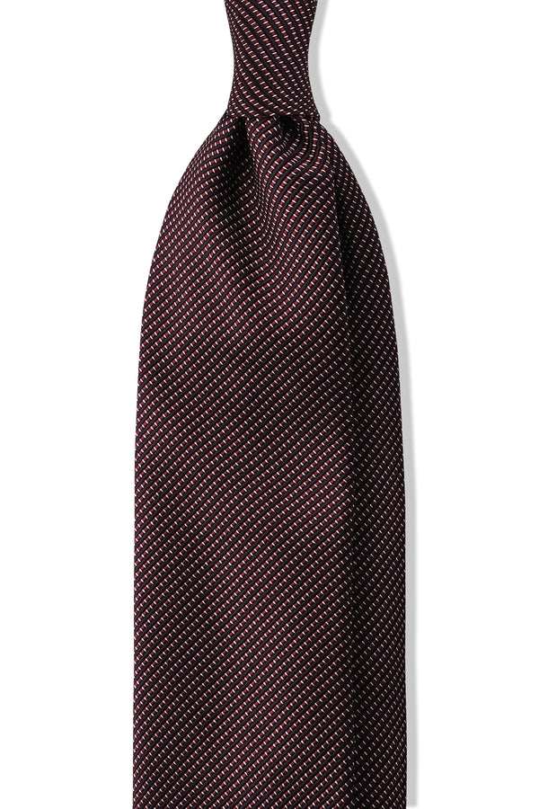 3-fold Striped Silk Jacquard Tie - Burgundy / Navy - Brunati Como