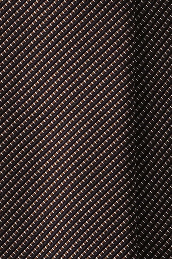 3-fold Striped Silk Jacquard Tie - Brown / Navy - Brunati Como