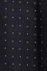 3-fold Floral Silk Jacquard Tie - Navy / Olive - Brunati Como