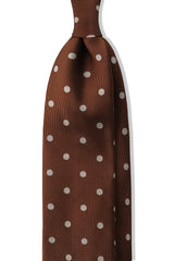 3- Fold Polka Dot Silk Jacquard Tie - Brown / Cream - Brunati Como