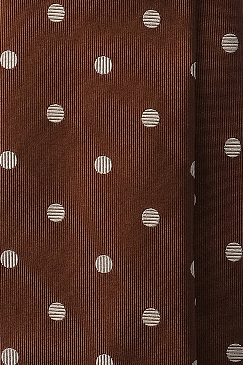 3- Fold Polka Dot Silk Jacquard Tie - Brown / Cream - Brunati Como