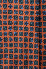 3-Fold Floral Ancient Madder Silk Tie - Orange/Forest/Light Blue - Brunati Como