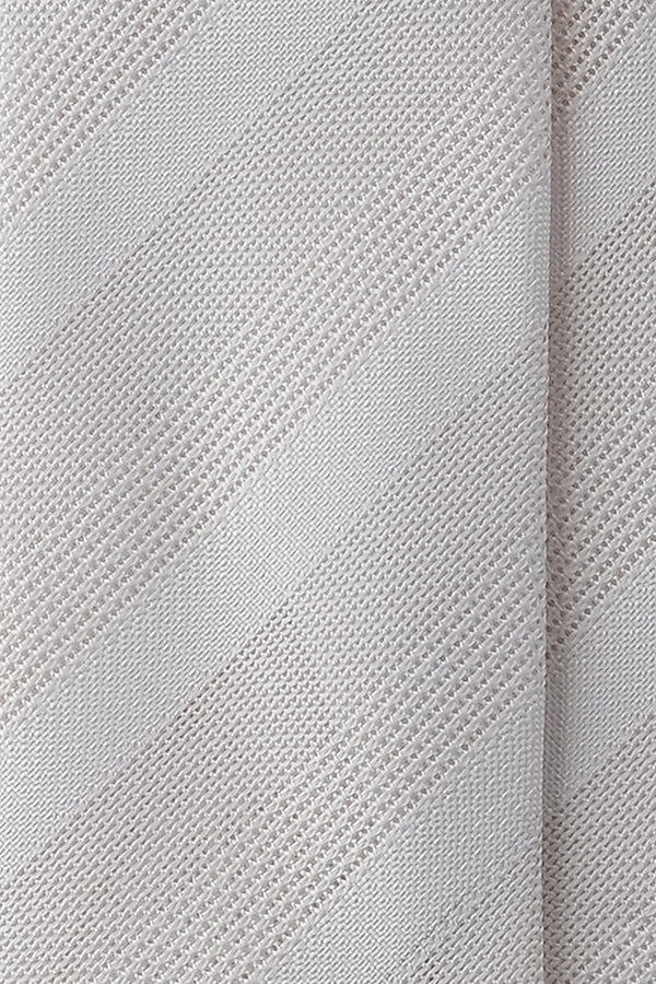 3-Fold Striped Silk Grenadine Tie - White - Brunati Como