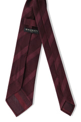 3-Fold Striped Silk Grenadine Tie - Bordeaux - Brunati Como
