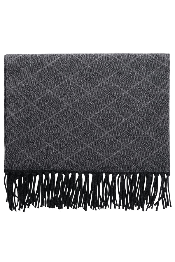 Doubleface Jacquard Cashmere Scarf - Anthra / Grey - Brunati Como