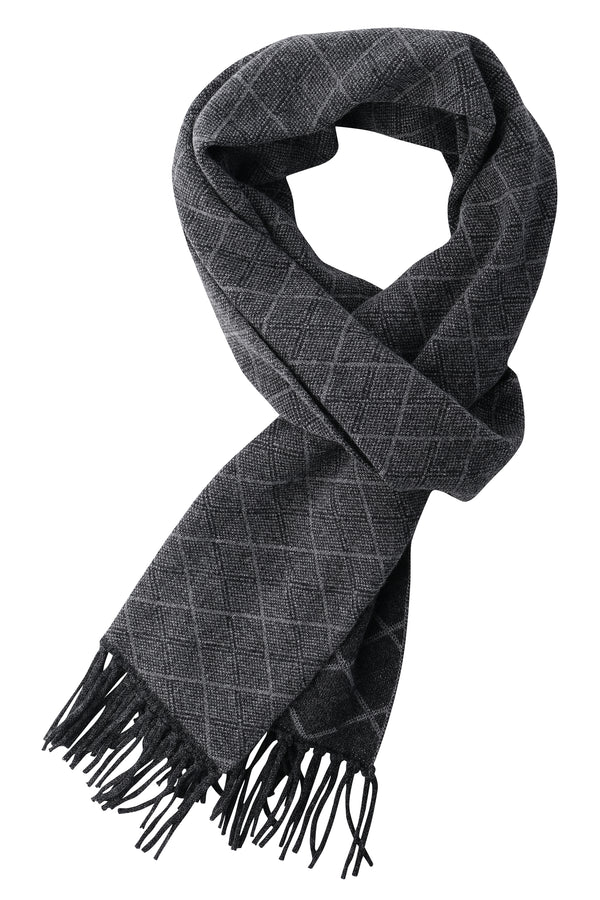 Doubleface Jacquard Cashmere Scarf - Anthra / Grey - Brunati Como