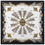 Heraldic Pattern Silk Pocket Square - Black / Mix - Brunati Como