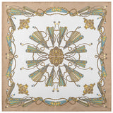 Heraldic Pattern Silk Pocket Square - Beige / Mix - Brunati Como